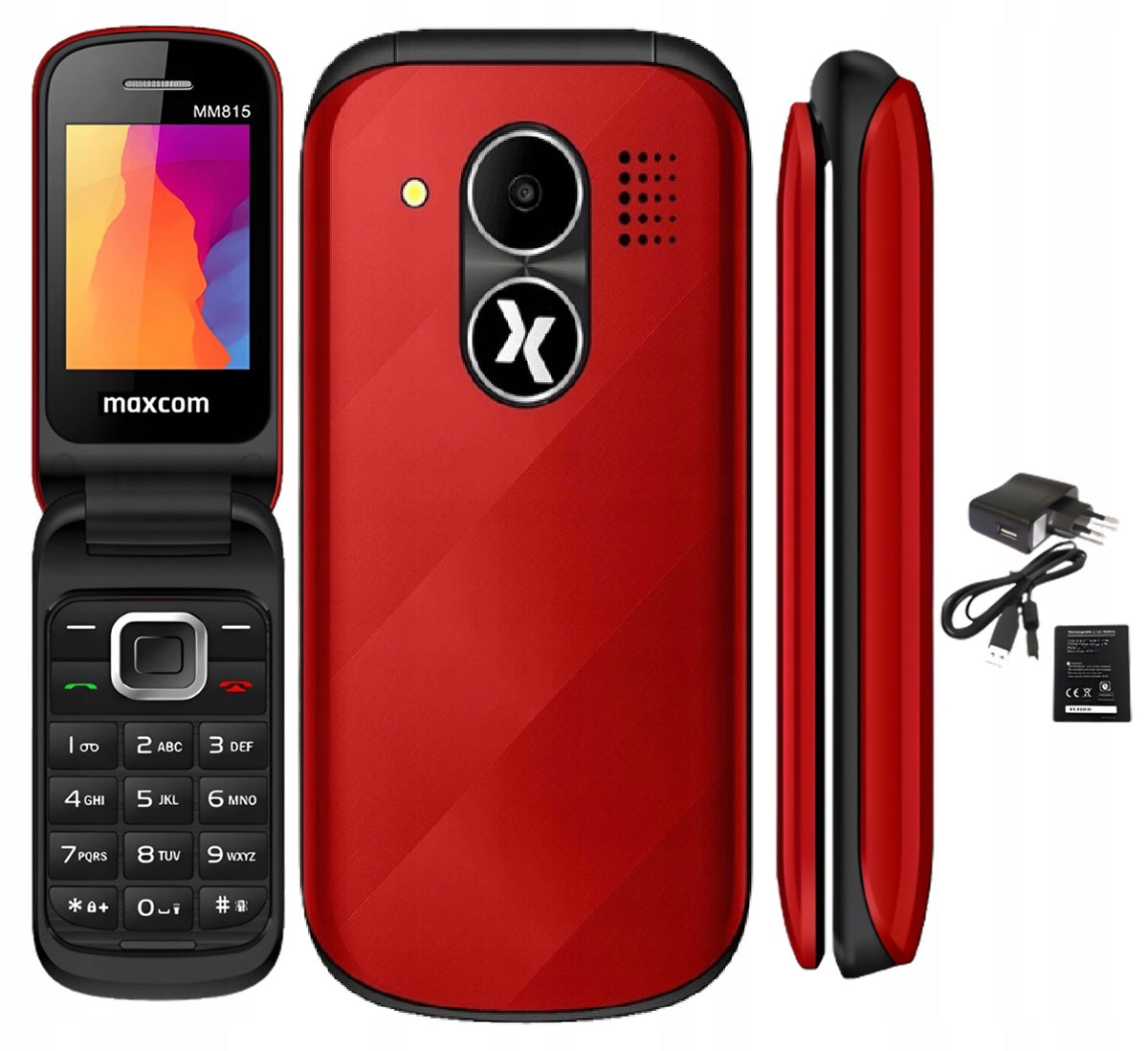 Phone with active flap for senior Maxcom MM815 red LARGE KEYS i.