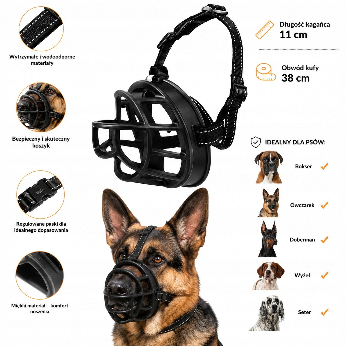 Physiological muzzle for dog rubber adjustable comfortable breathable XL Packaging status original