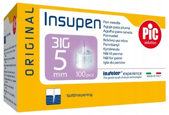 Pic Solution Insupen, insulin pen needles, 31G 5 mm, 100 pieces
