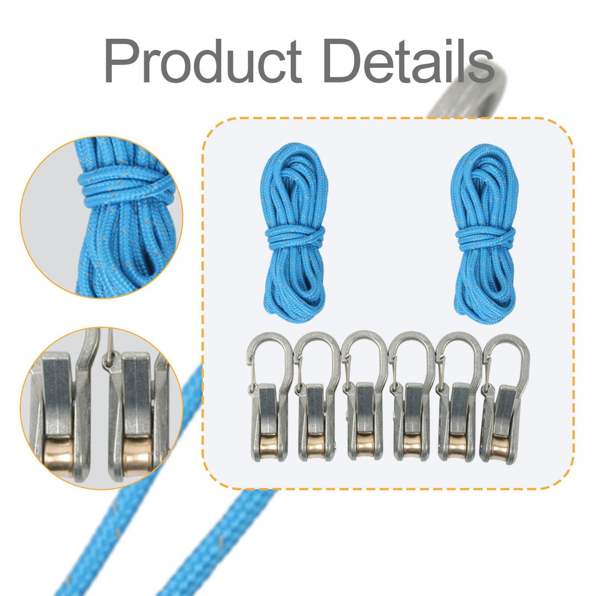 Pieces Rope Tensioner Rope with Roller Tensioner Paracord 2 Ropes 6 Hooks Manufacturer code 06166080433