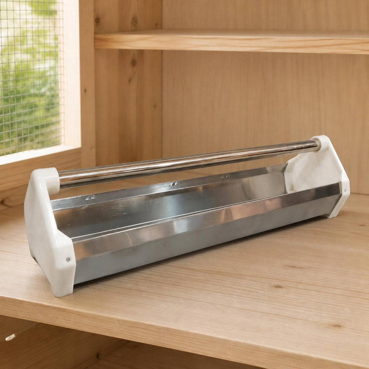 Pigeon Feeder with Guard Rod Open Top Stainless Steel Made Ss Trough 1M Packaging status original