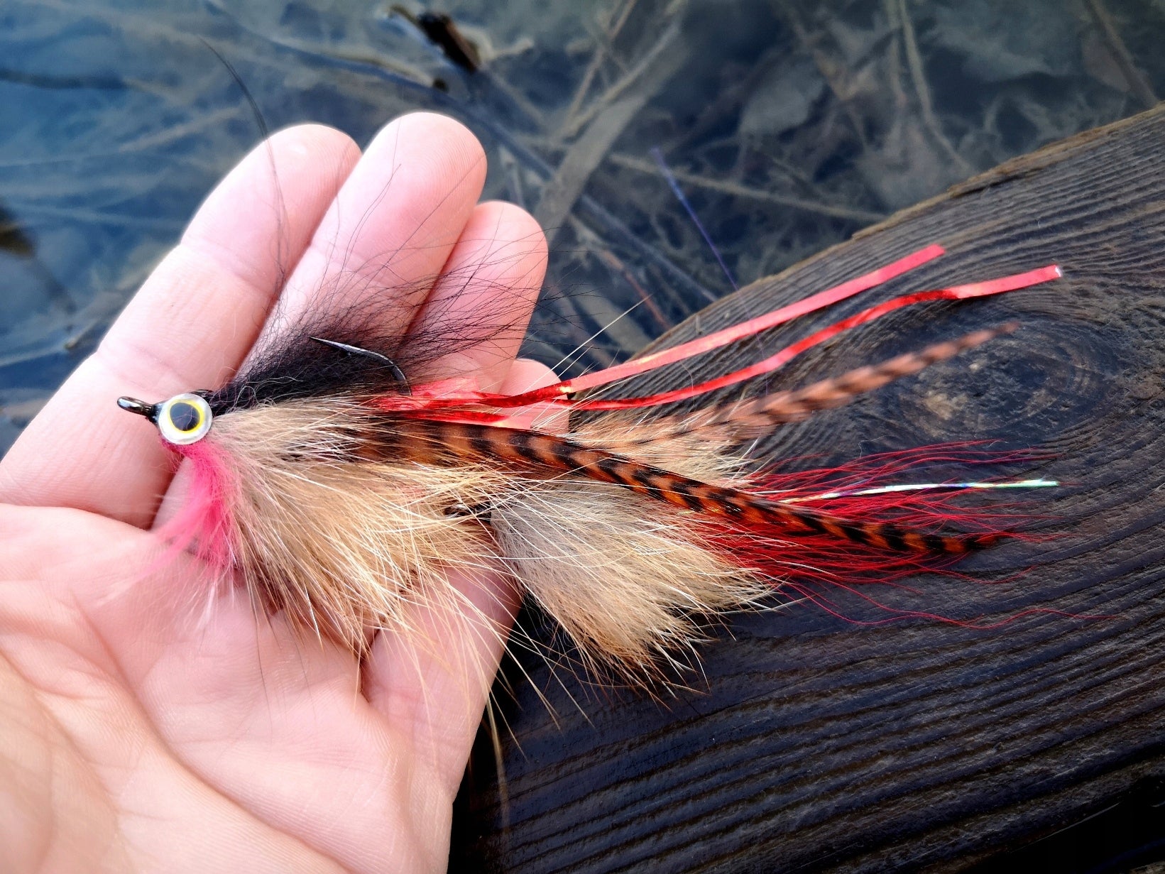 Pike and zander fly 15 cm - 5 GR. SLY Fox TWO HOOKS KILLER #01 Kind feathers