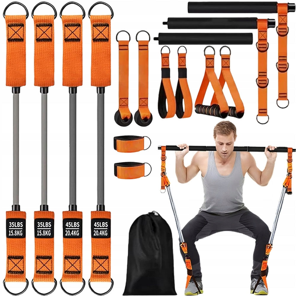 Pilates Bar Exercise Stick Resistance Rubber Expanders With Bar