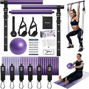 Pilates Set Bar Resistance Bands 30-240 LBS Ball Anchor