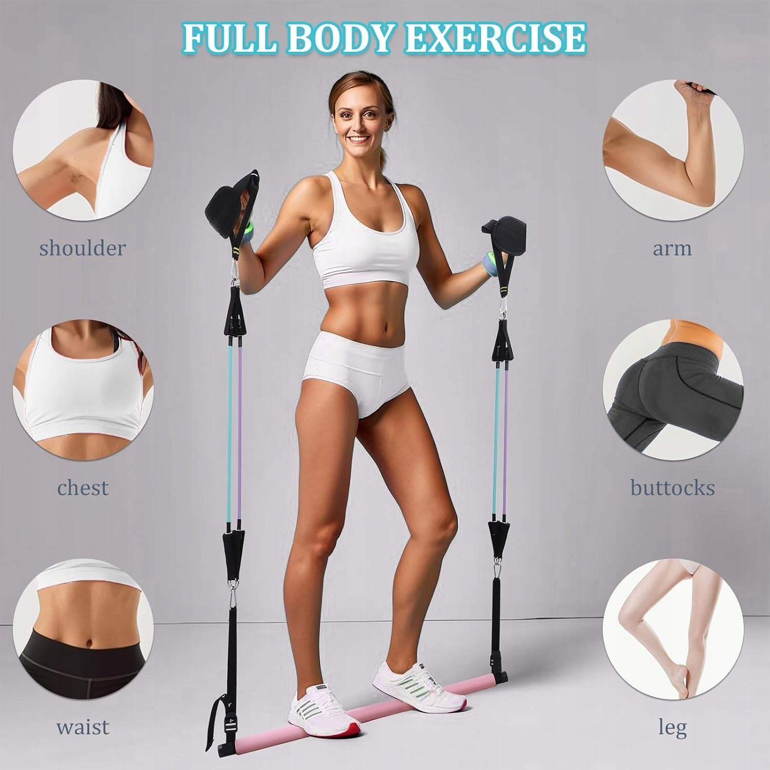Pilates Training Set for Exercise Rubber Resistance Pilates Bar Brand no brand