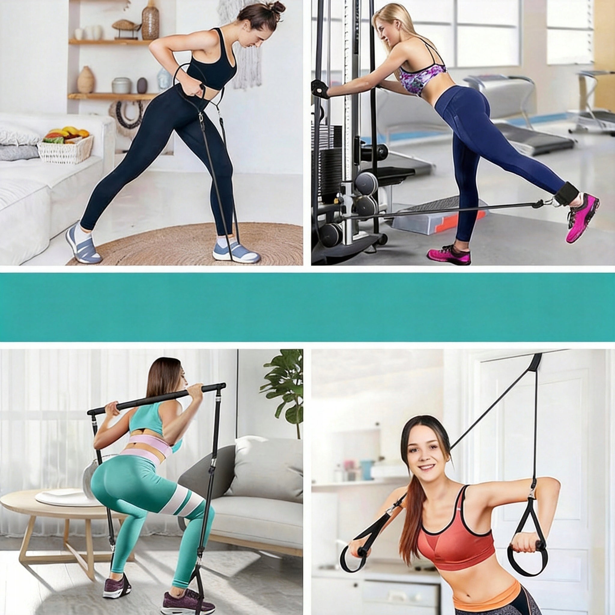 Pilates bar kit resistance loop bands for legs and butt training, yoga Packaging status original