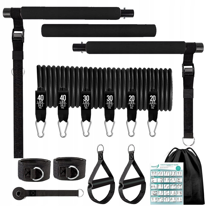 Pilates bar kit resistance loop bands for legs and butt training, yoga