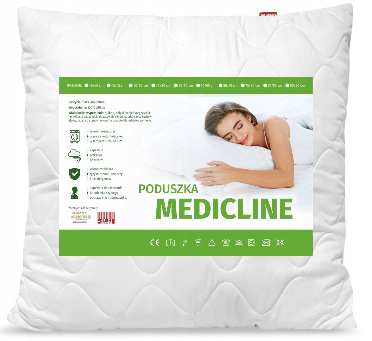 Pillow 70x80 cm Anti-allergic Quilted All-season Thick Soft