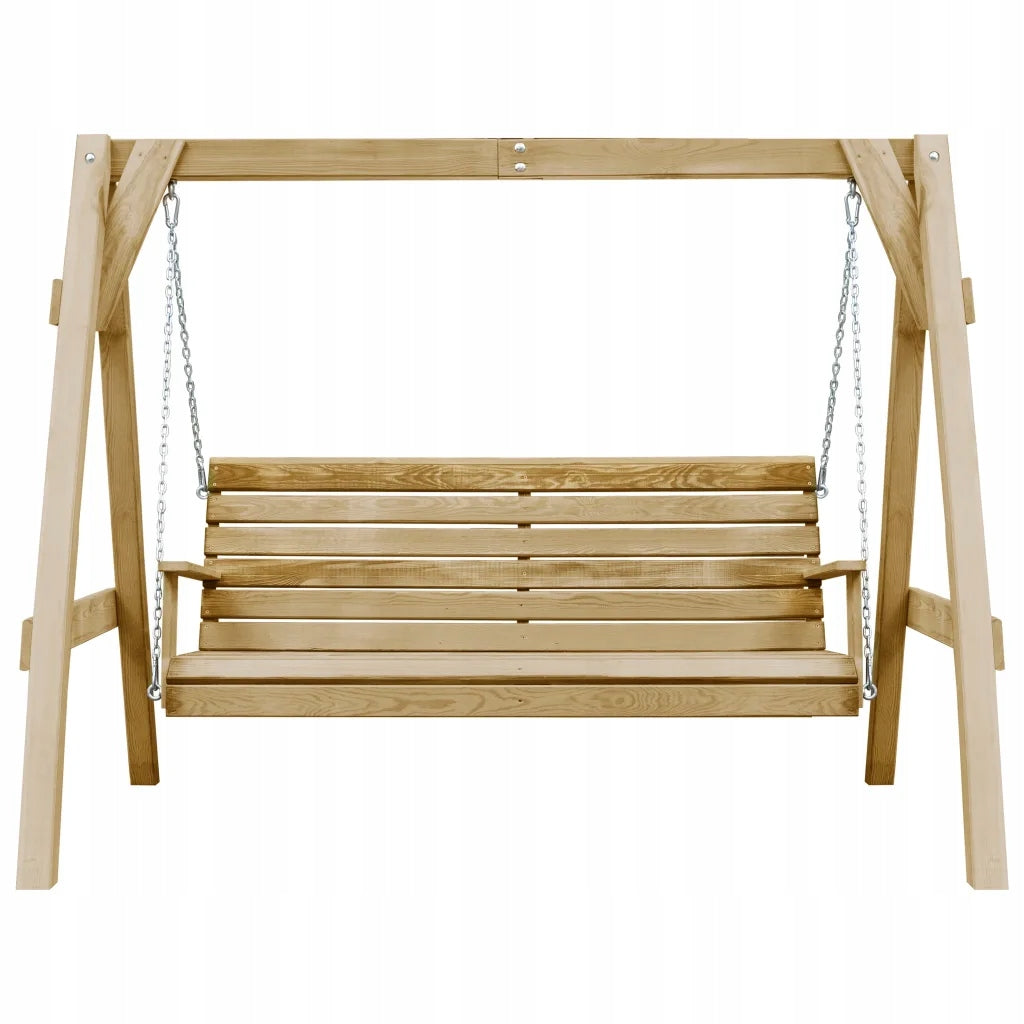 Pine wood garden swing 205x150x157 cm, natural color Manufacturer no brand