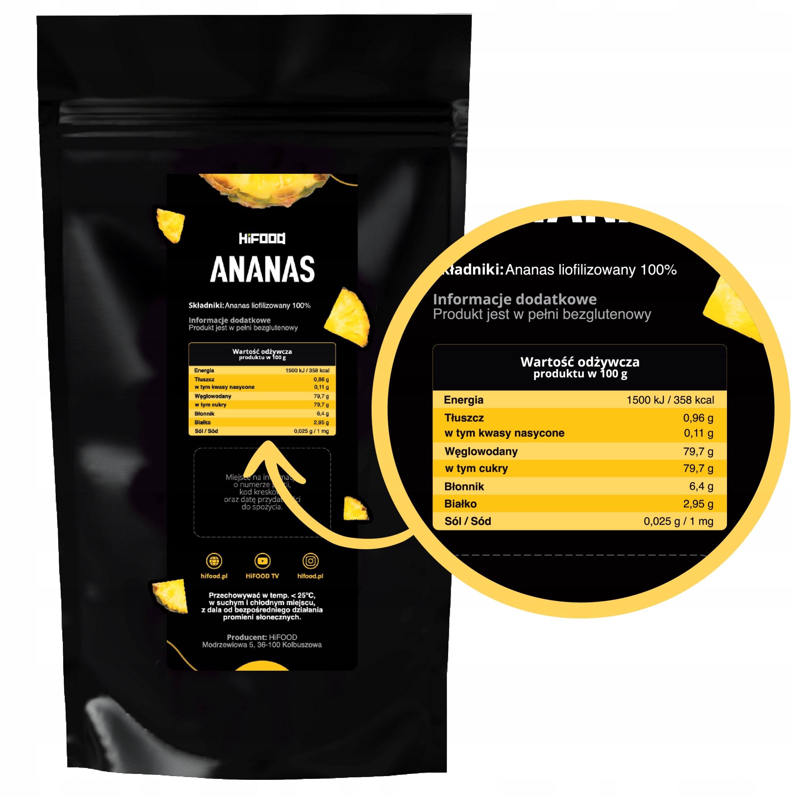 Pineapple Freeze-dried Fruit 100g g Crispy Fresh No Additives Fruit HiFood Brand HiFOOD
