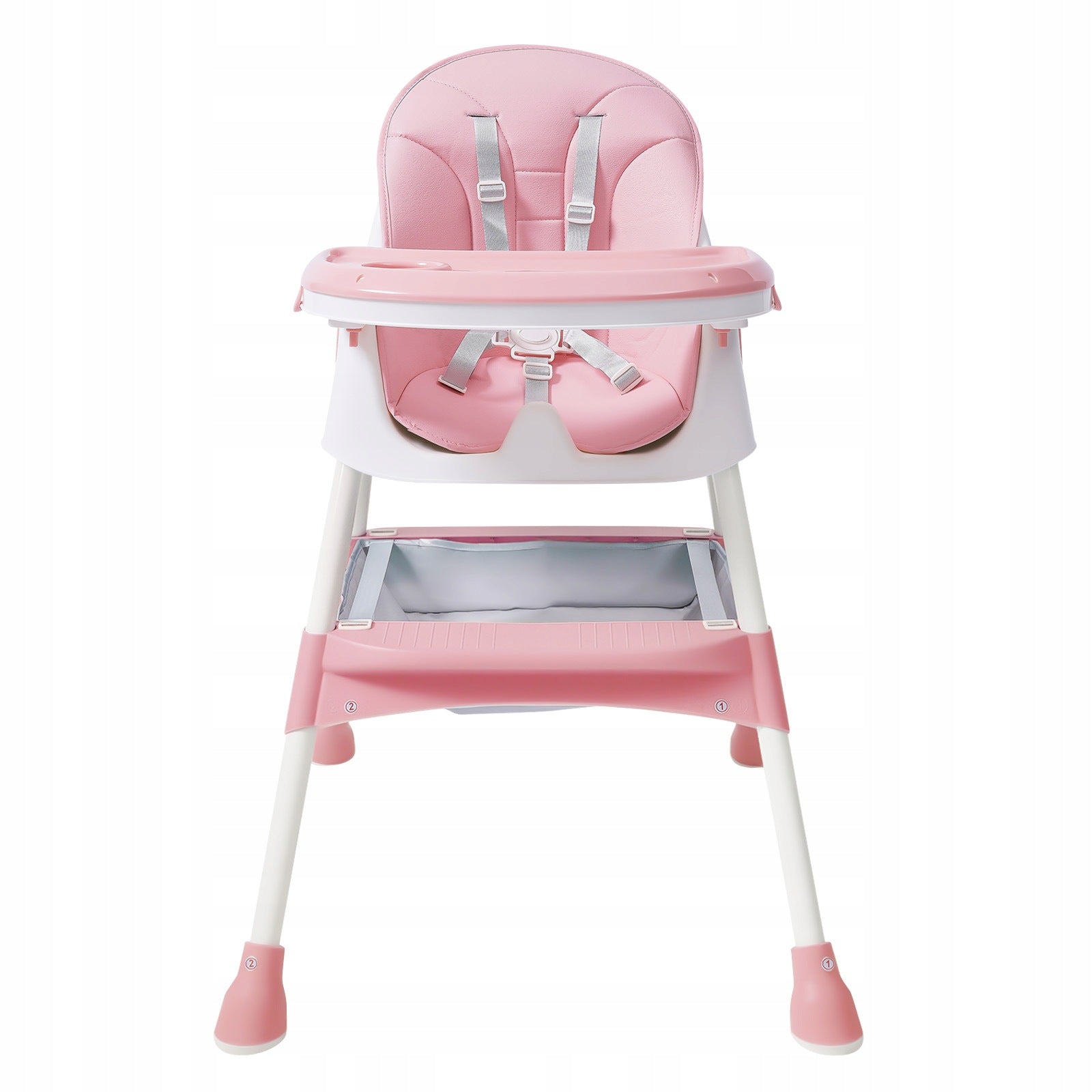 Pink Baby High Chair PP High-carbon Steel 15D Oxford Cloth PU 80kg/176lbs