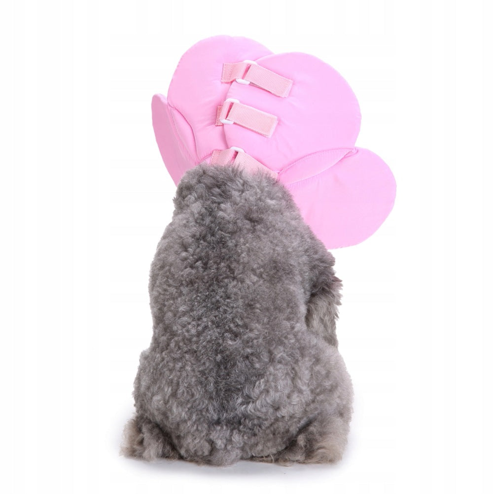 Pink Cloth Pet Collar with Ergonomic Elizabethan Cone for Wound Care