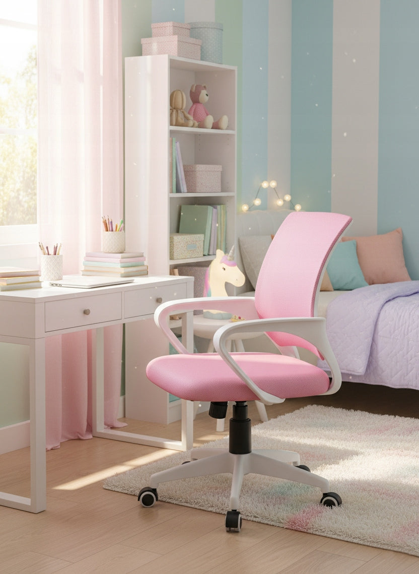 Pink Office Chair Swivel Ergonomic Mesh Chair for Girls Packaging status original