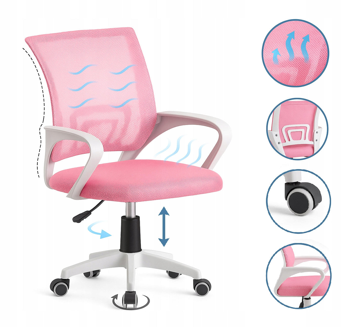 Pink Office chair GIOSEDIO NFX012 | Rotating ergonomic mesh Medical device no