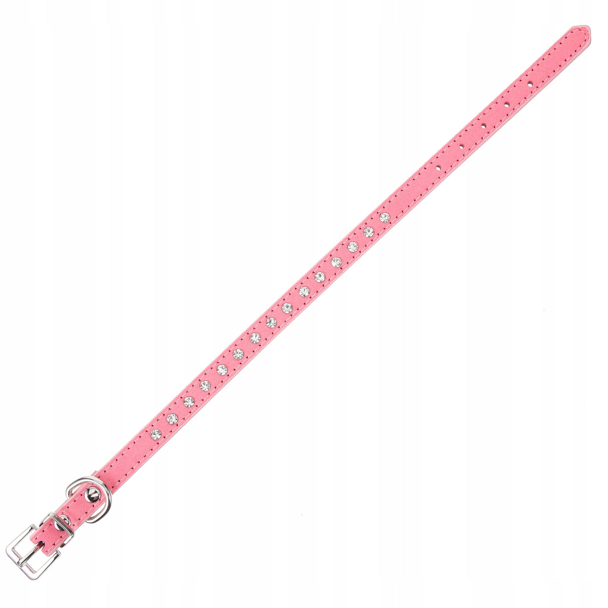 Pink Rhinestone Pet Collar with Alloy Buckle and D-Ring Manufacturer code 1568244