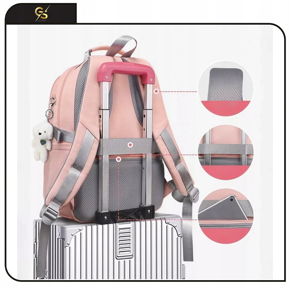 Pink Satchel with Mascot for Girls Edison Class 1-8 School Backpack Manufacturer code Różowy Plecak Szkolny Klasa 1-8 + Maskotka