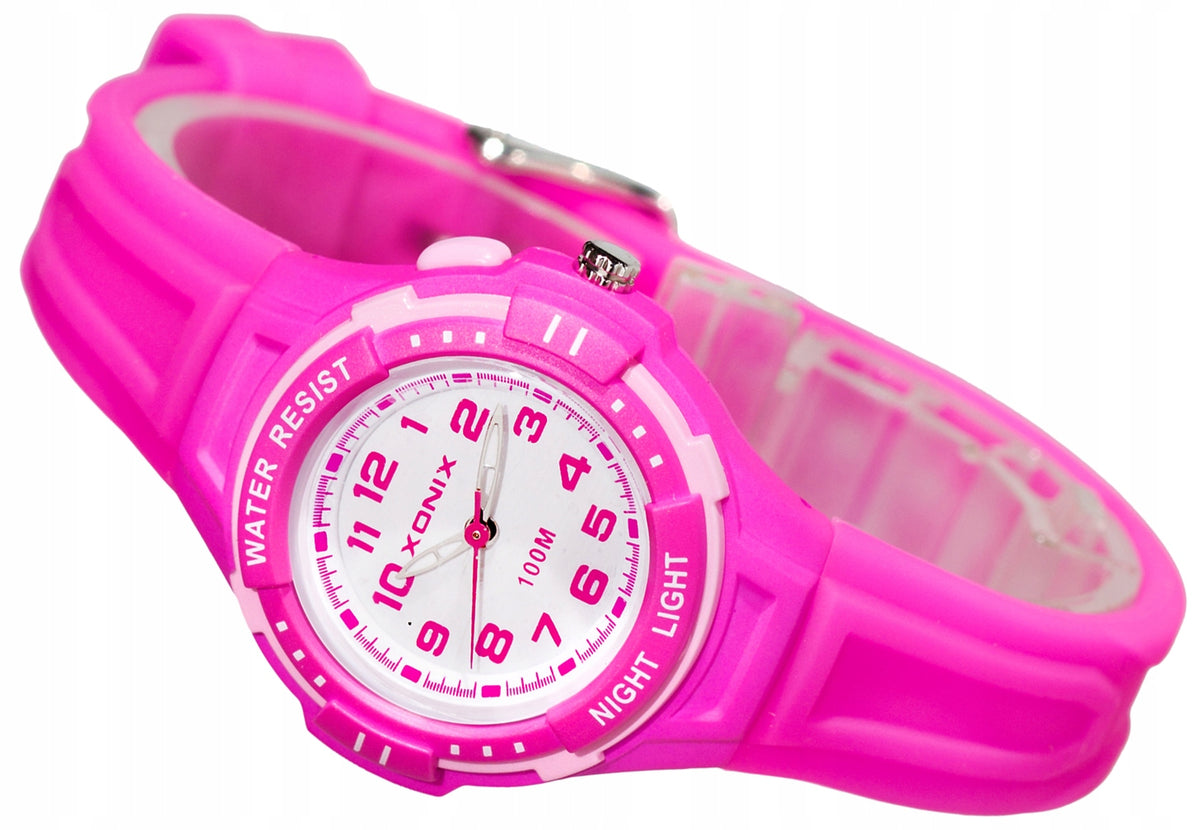 Pink Sports Watch For Girls Waterproof Analog Silicone Pa