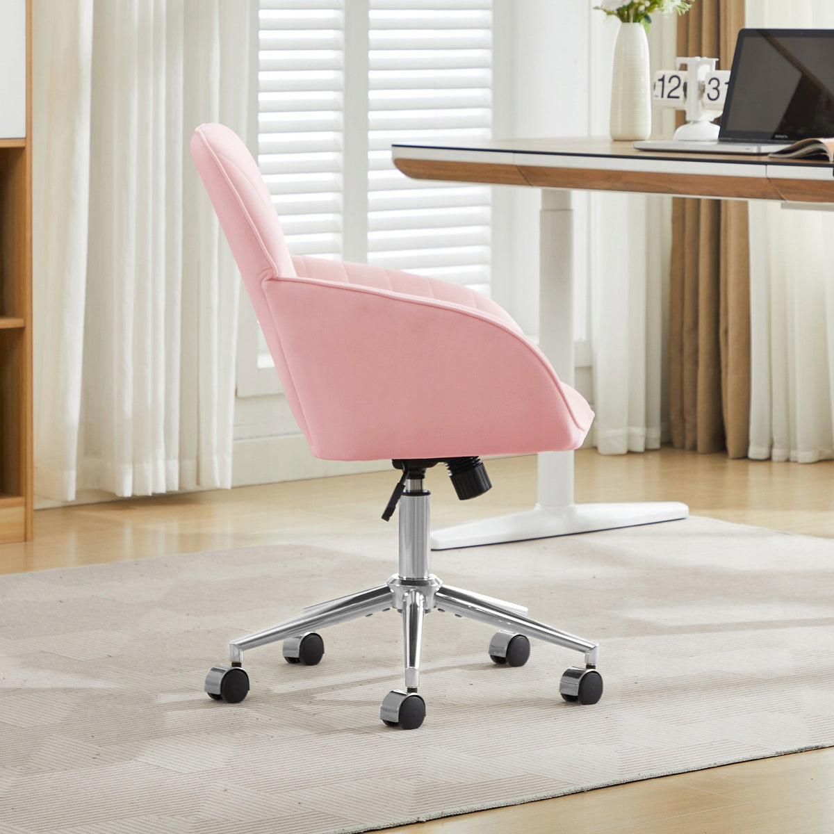Pink Velvet Ergonomic Office Chair with 360 Swivel - 62x60x97 cm Brand no brand