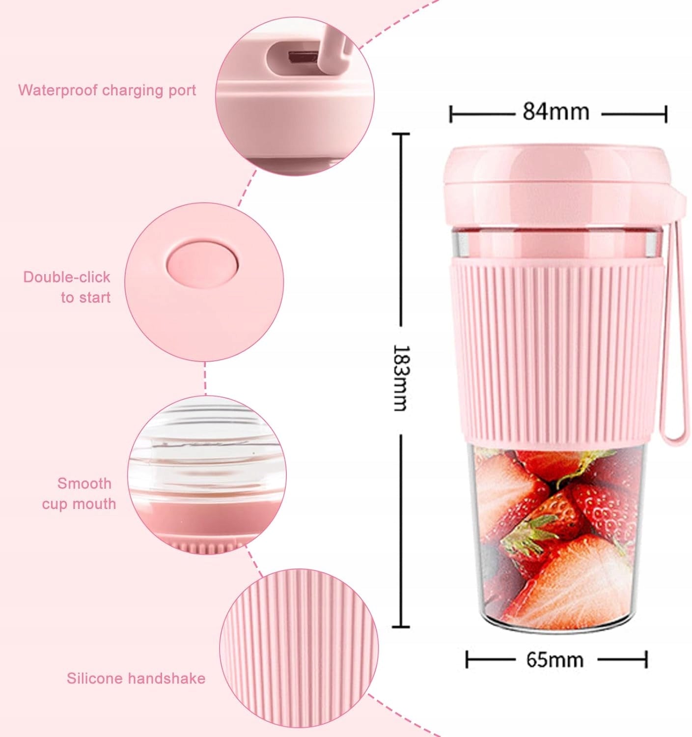 Pink Wireless Juicer / Mug 30 W 280ml 1200 mAh EAN (GTIN) 4027002428812