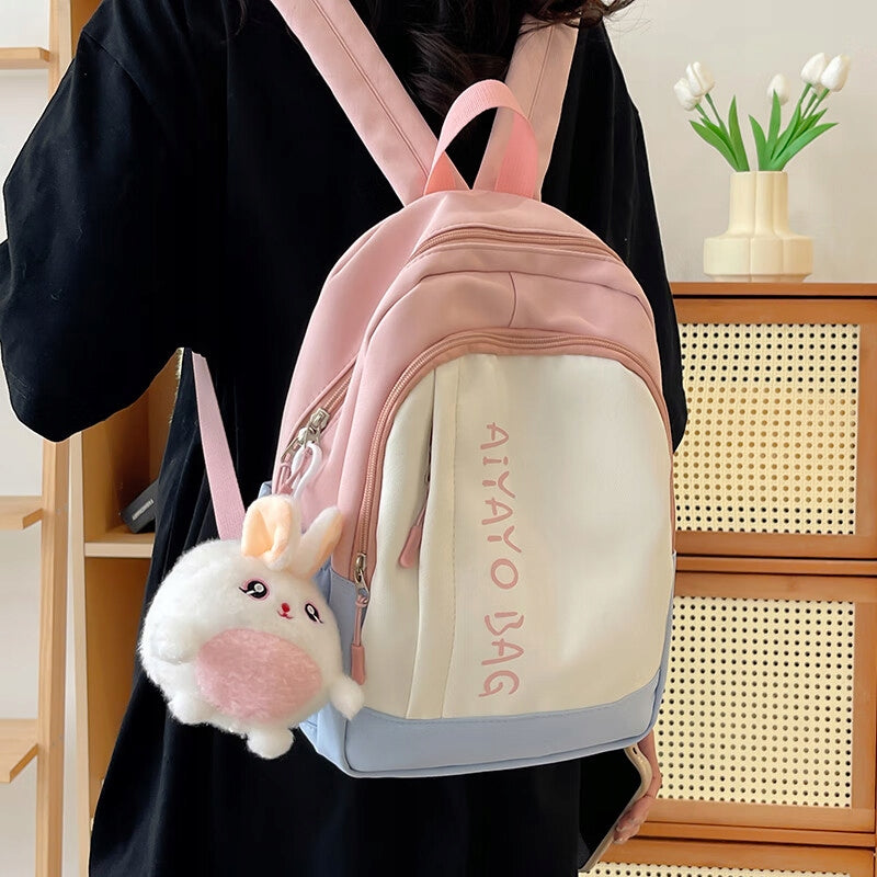 Pink kids backpack for school girls, lightweight study travel bag