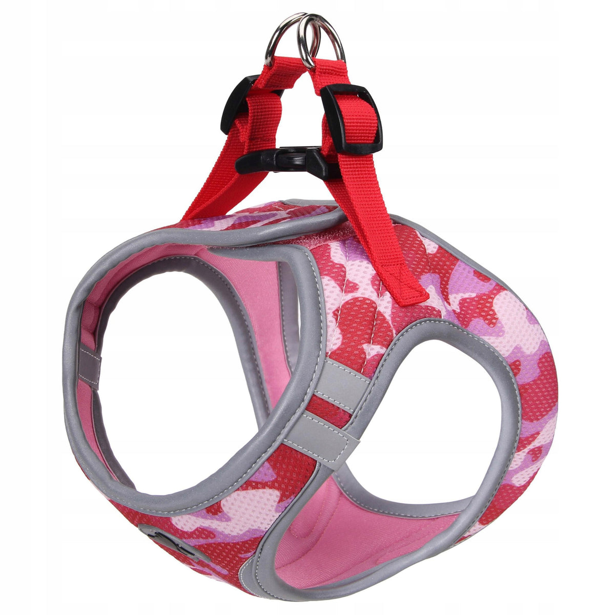 Pink-moro, reflective dog harness M