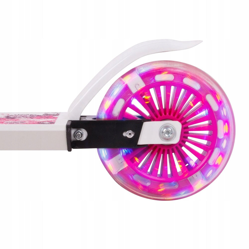 Pink scooter for children WORKER Pinki with glowing LED wheels Wheels natural rubber