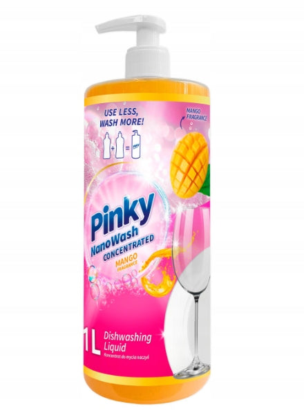 Pinky NanoWash Mango Dishwashing Liquid 1L Concentrate + Sponge