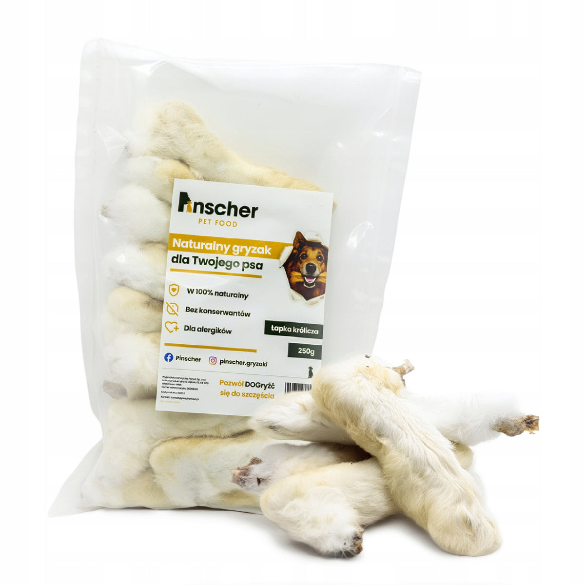 Pinscher Natural Dog Teether Rabbit's Foot 250 g