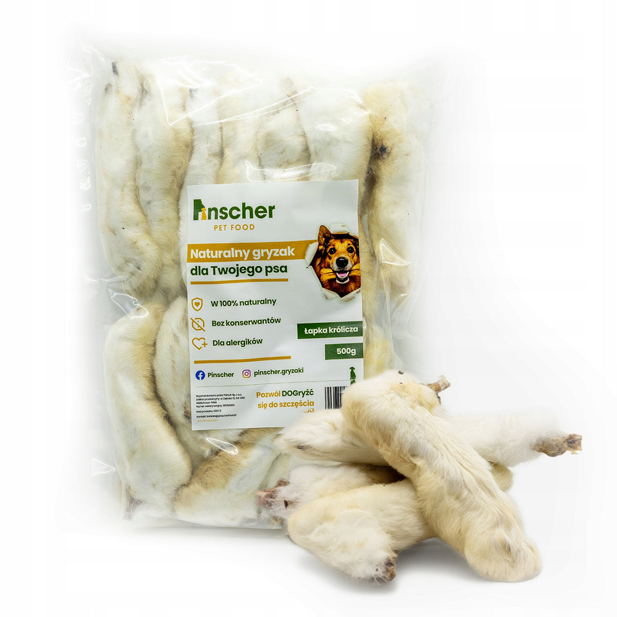 Pinscher Natural Dog Teether Rabbit's Foot 500 g