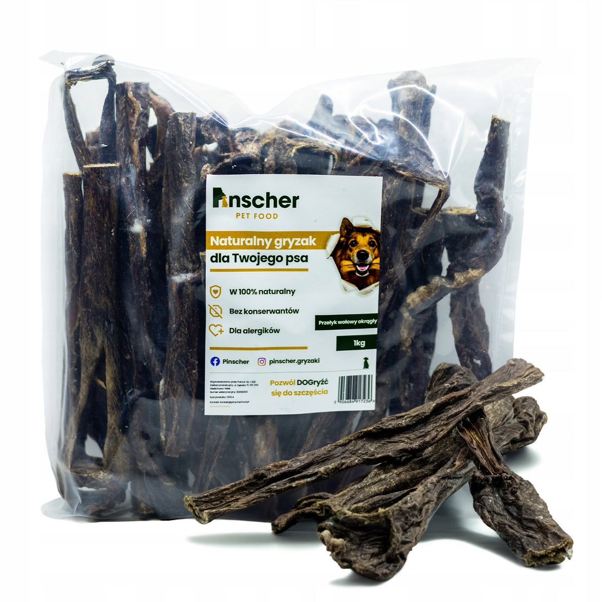 Pinscher natural dog teether beef esophagus round 1KG