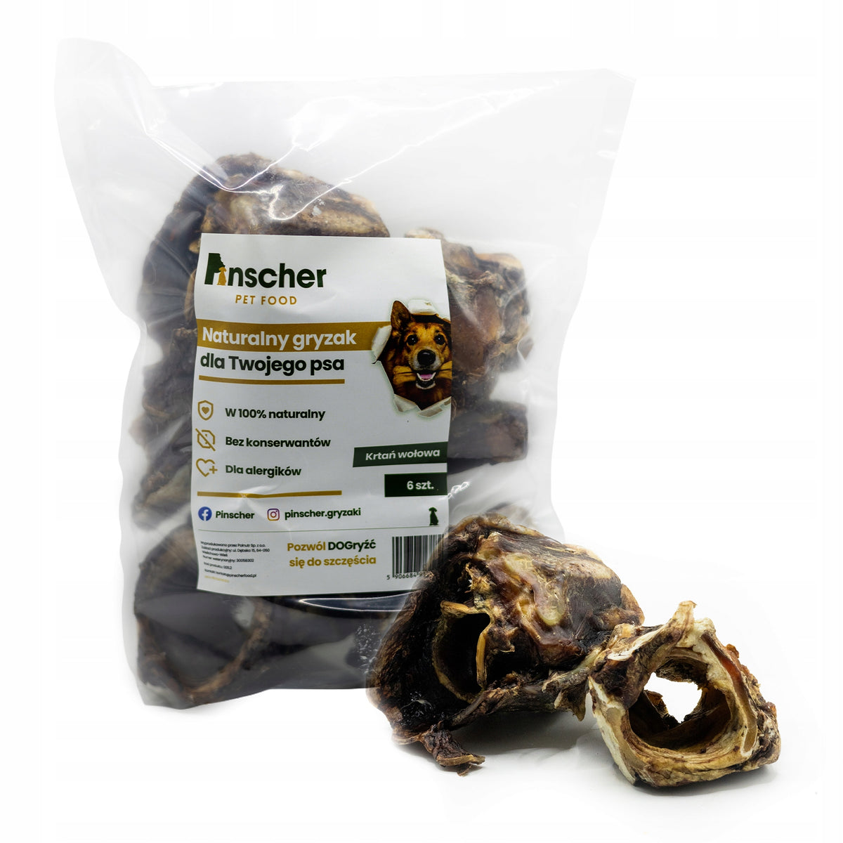 Pinscher natural dog teether beef larynx 6pcs.