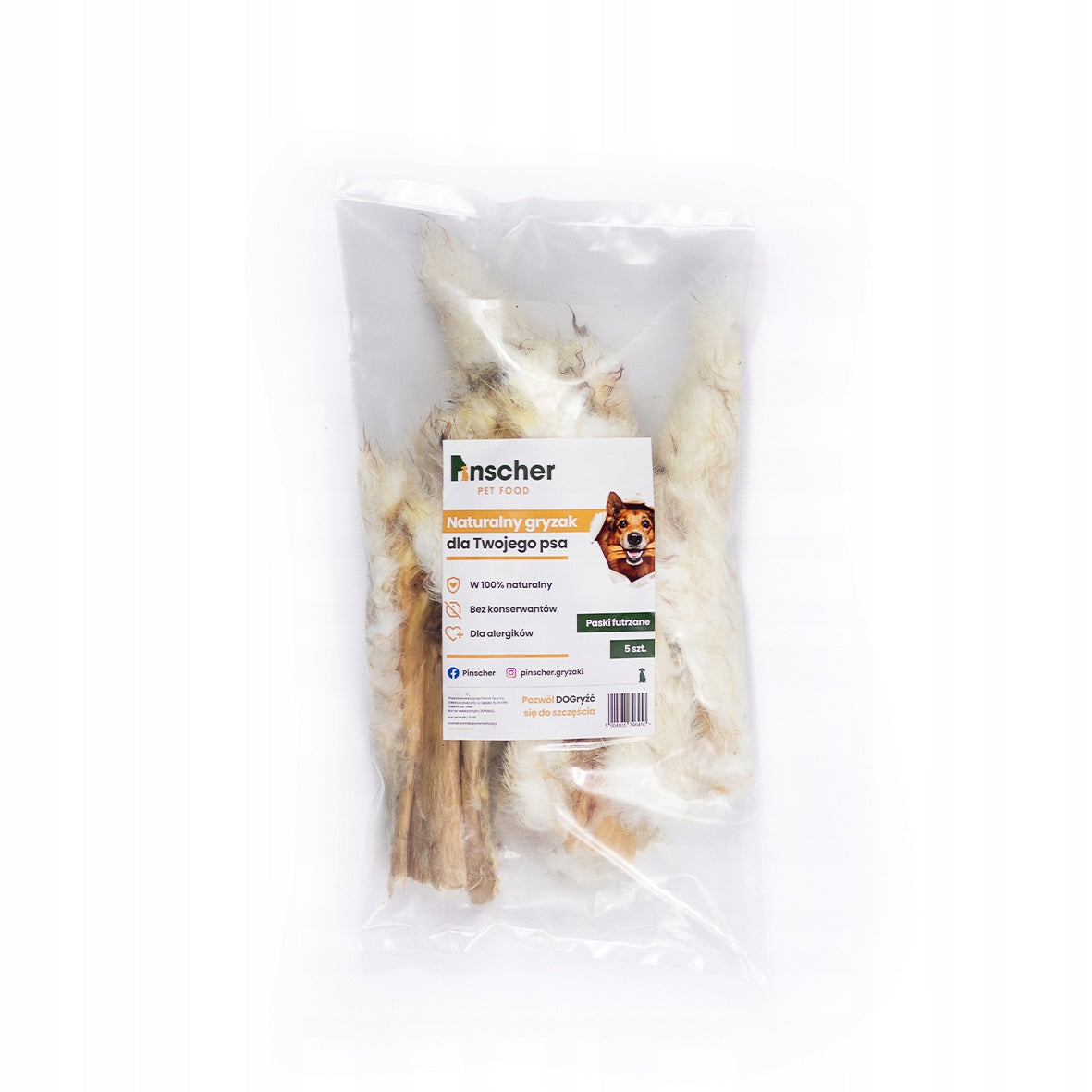 Pinscher natural dog teether - rabbit fur strips