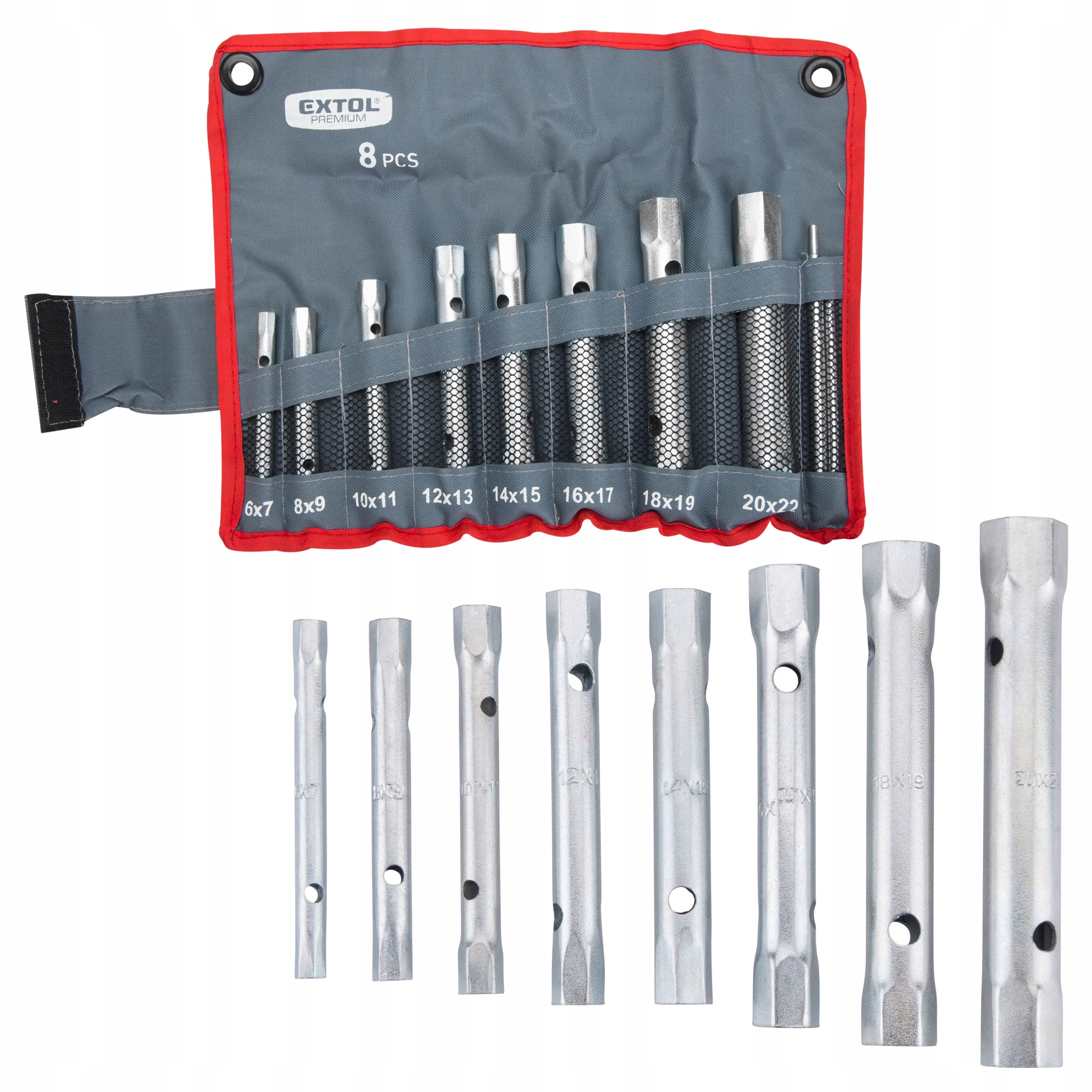 Pipe Wrenches 6-22mm Key Set 8 Pack + CASE +2 Key Holders