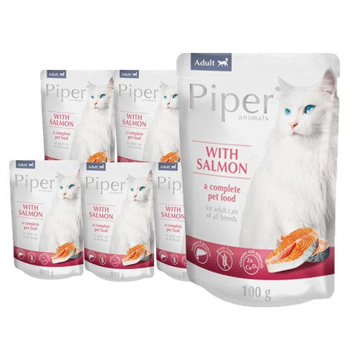 Piper Animals wet cat food with salmon set 10x 100g