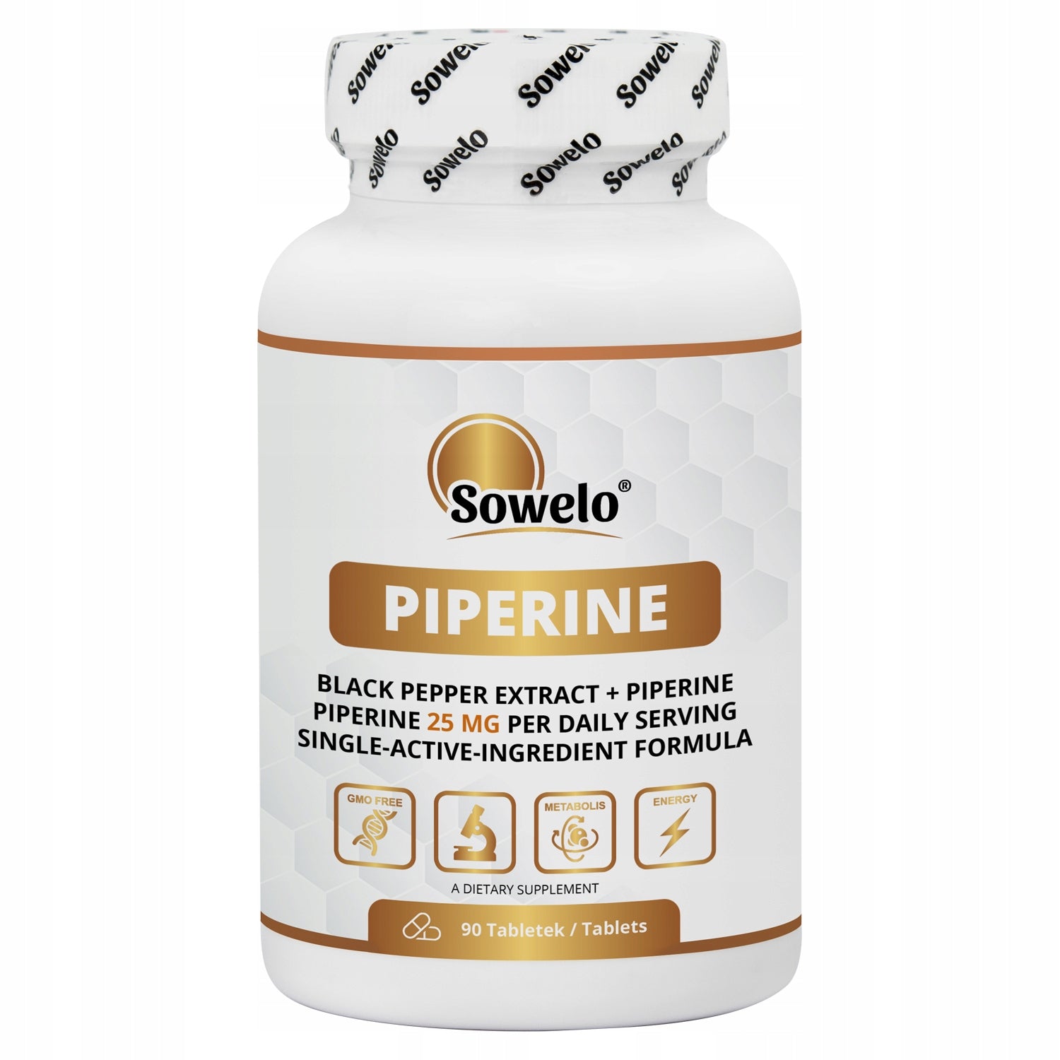 Piperine 25 mg 90 tablets – black pepper extract – Piperine Sowelo