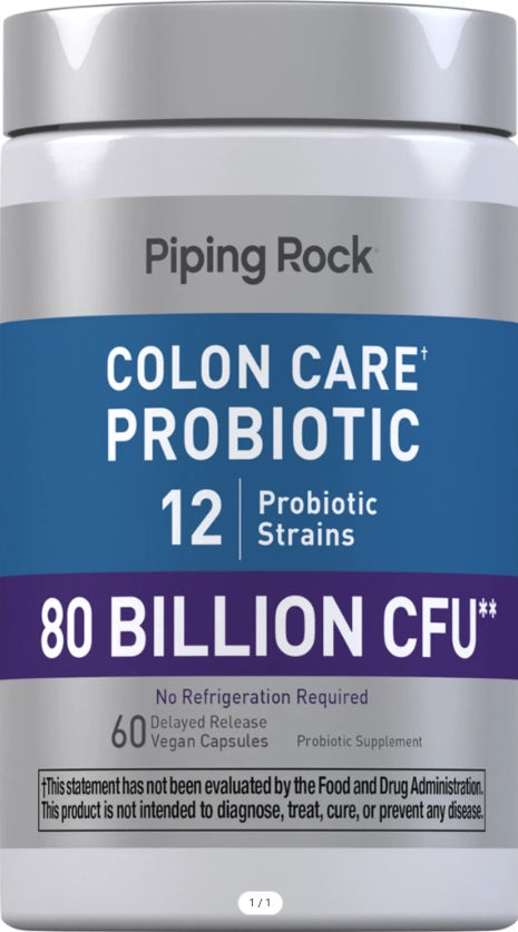 PipingRock Colon Care Strong Probiotic 80mld Bacteria - 60 kaps Intestine