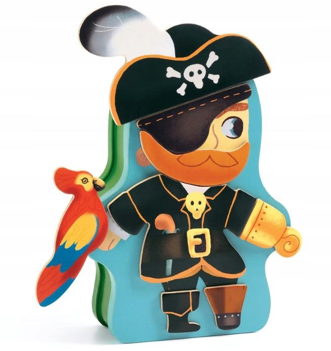 Mediniai magnetai ir metalinė dėžutė su piratais Djeco, DJ03083