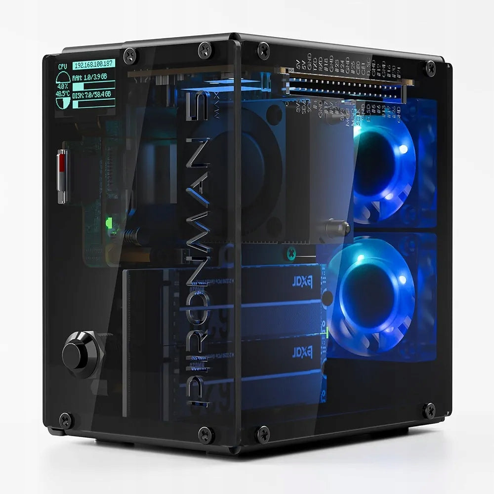 Pironman 5-MAX Dual NVMe M.2 SSD PCIe Enclosure for Raspberry