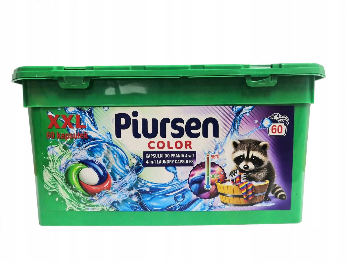 Piursen Color Washing Tablet Capsules 4 in 1 Box XXL 60 Pack