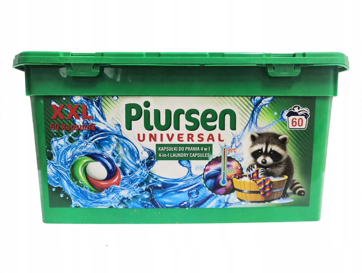 Piursen Universal Capsules Laundry Tablets 4 in 1 Box XXL 60 Pack