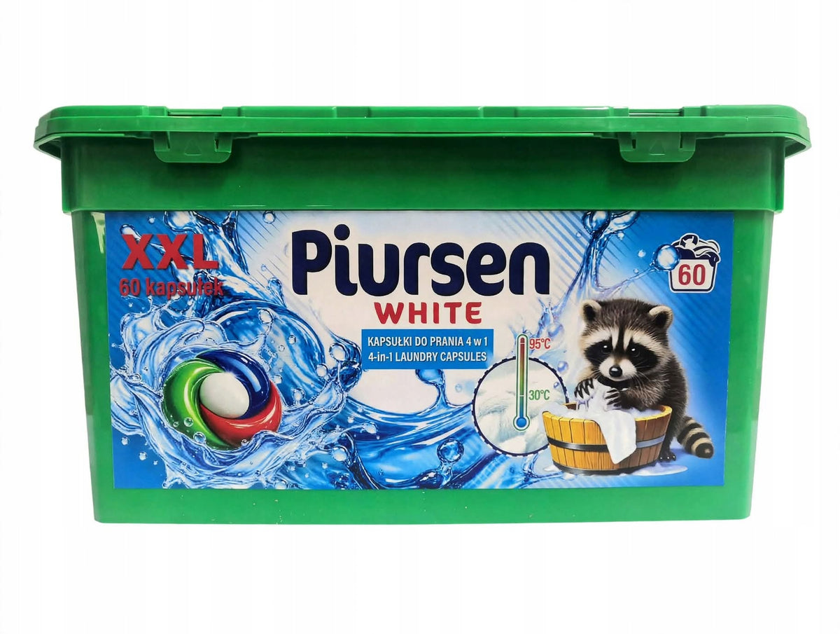 Piursen White Tablet Capsules for Washing White 4 in 1 Box XXL 60 Pcs