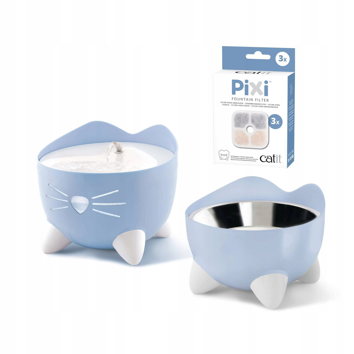 Pixi Fountain Combo, drinker set Pixi 2,5l bowl, light blue, CH-