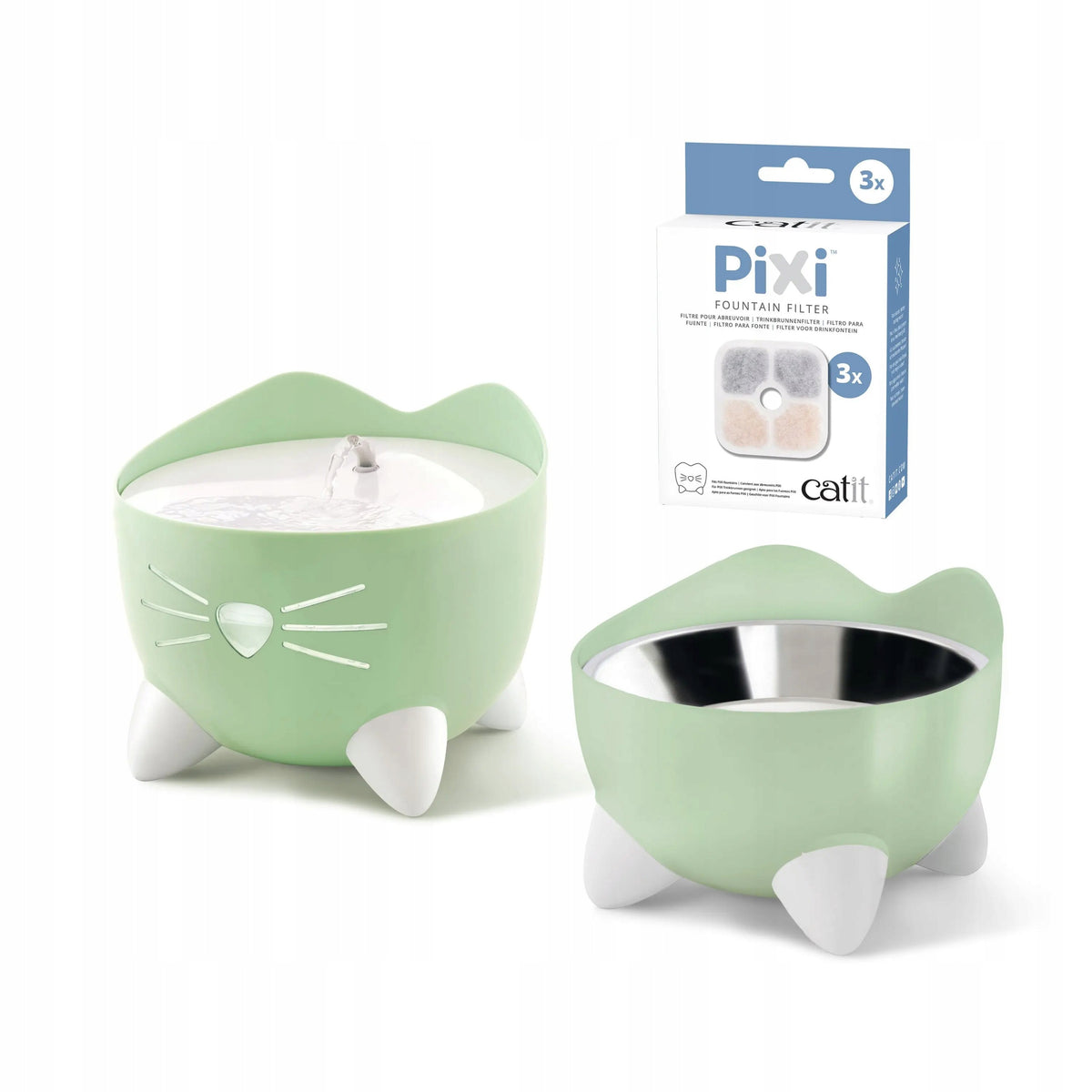 Pixi Fountain Combo, drinker set Pixi 2,5l bowl, mint green,