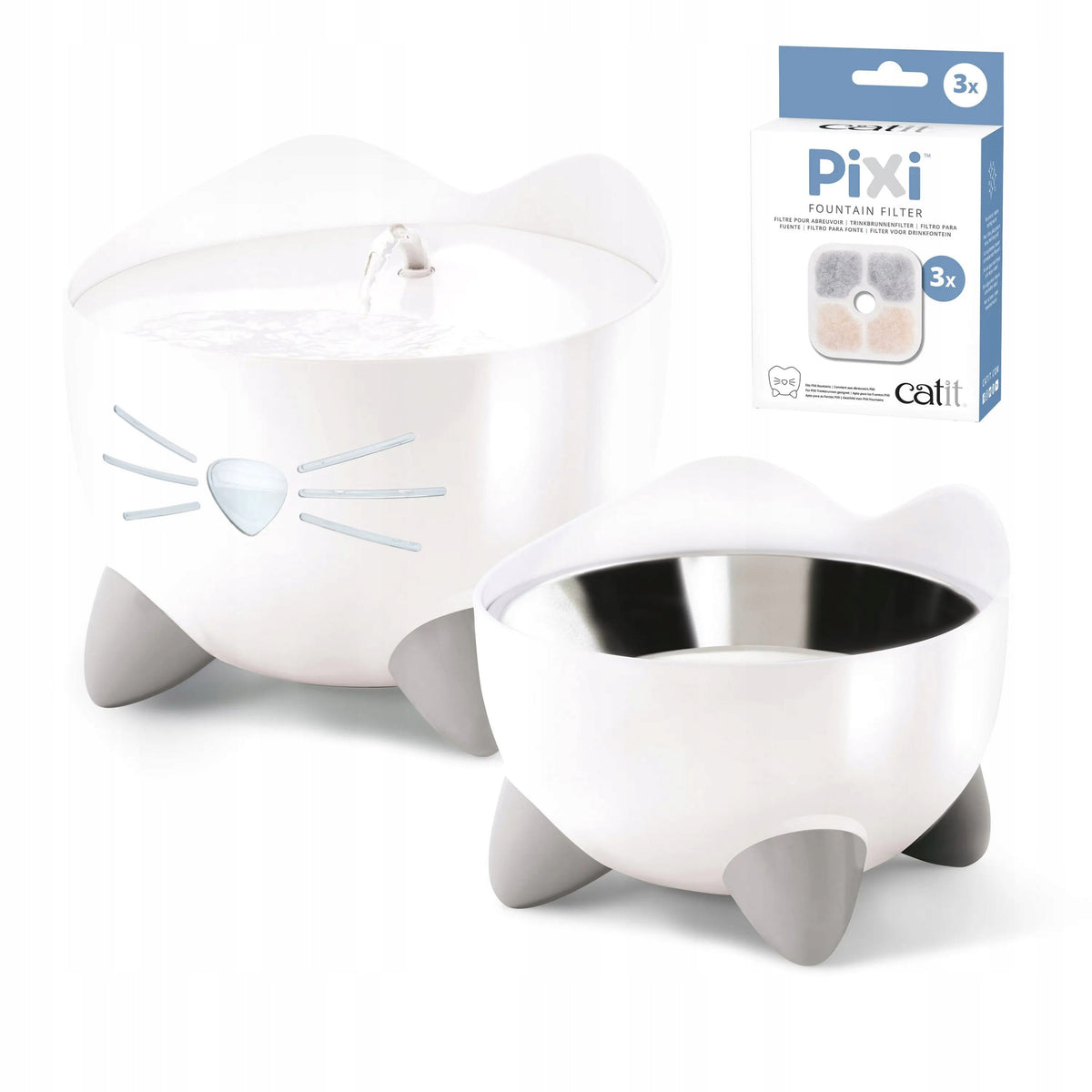Pixi Fountain Combo, drinker set Pixi 2,5l bowl, white, FREEBIE CH-