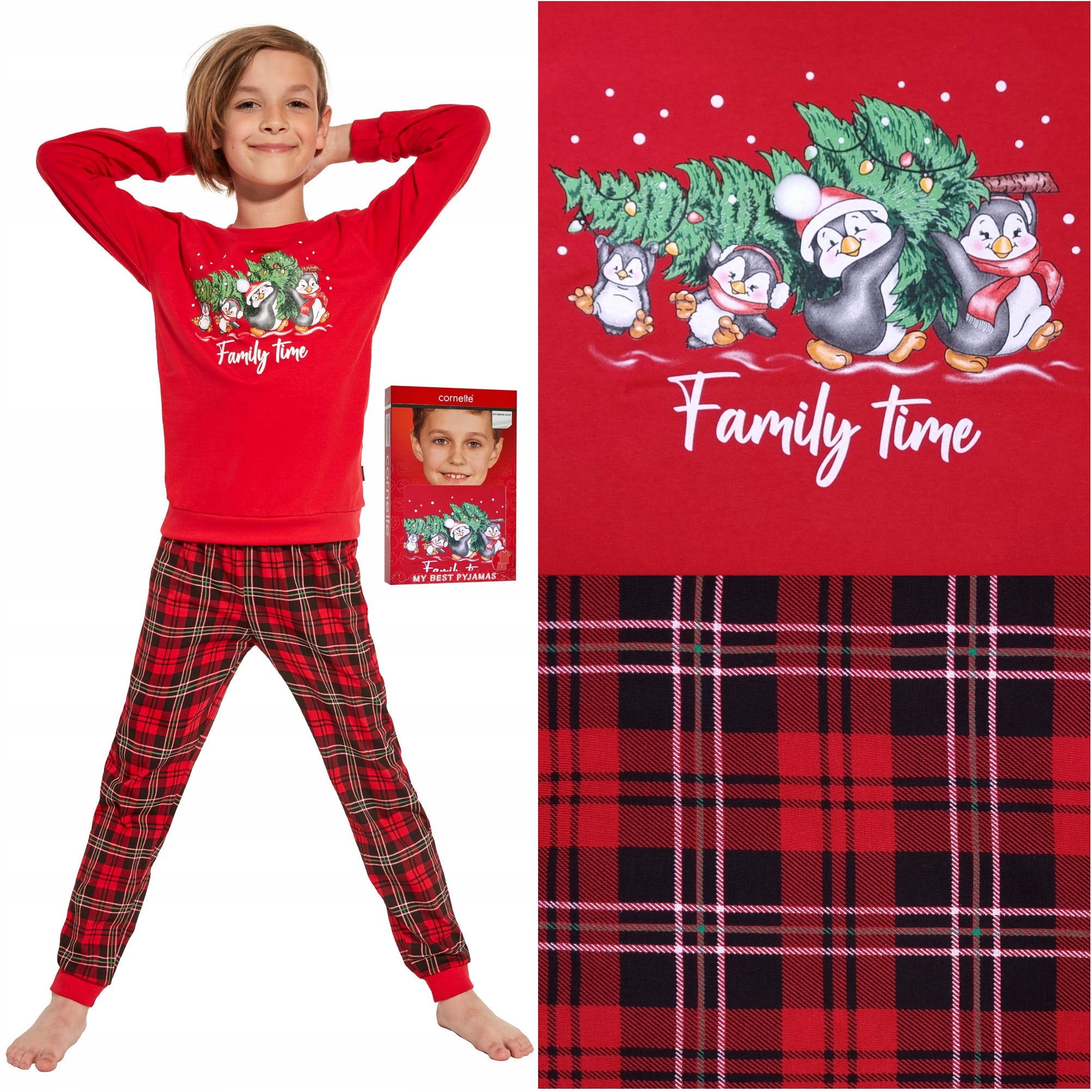 Pyjama für Jungen Cornette, rot 