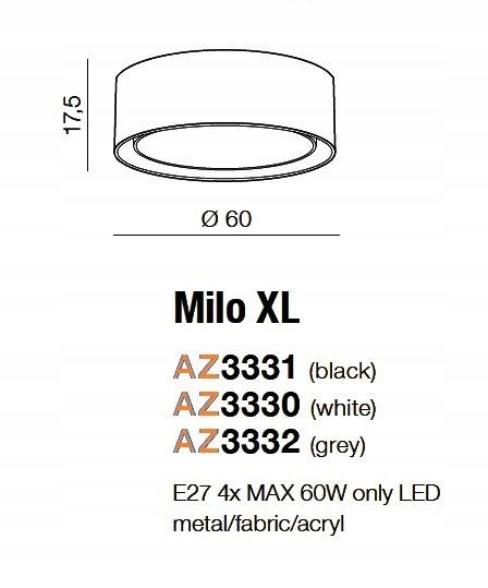 Azzardo lubinis šviestuvas Milo XL White AZ3330