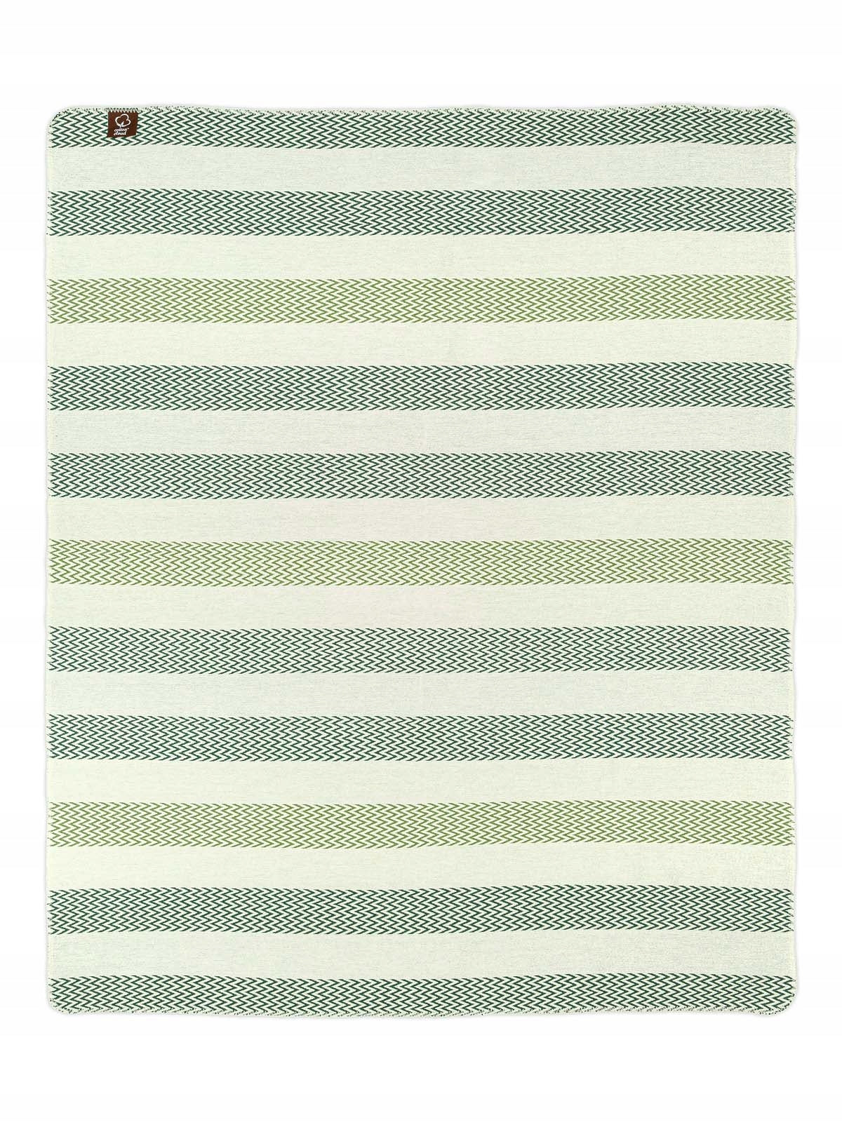 Plaid bedspread 165x200 Zigzag belts green blanket finished with crochet Packaging status original