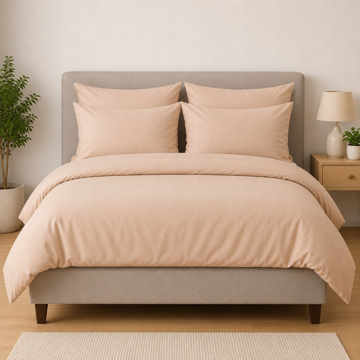 Plain House Hotel 180x200cm 100% Cotton Percale Beige MrTowel Packaging status original