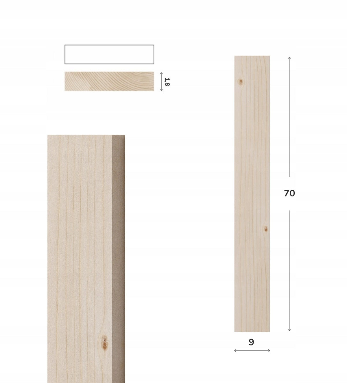 Planed board 1,8x9x70cm SPRUCE PINE, sanded boards, smooth Manufacturer no brand
