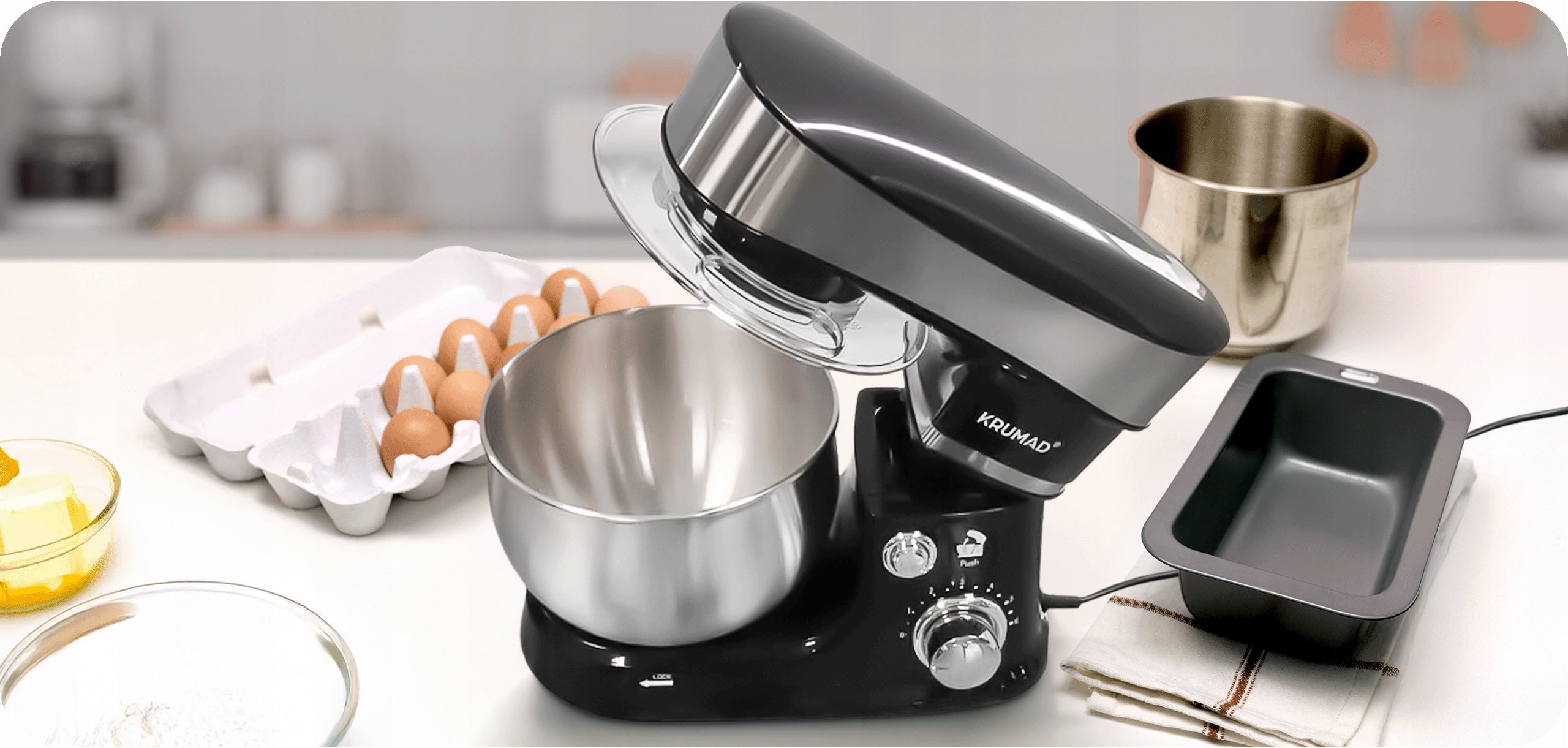 Planetary Food Processor 2000W with Bowl 3L and 6 Levels Brand KRUMAD